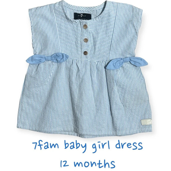 7 for All Mankind blue and white stripe baby dress 12 months - Picture 1 of 6
